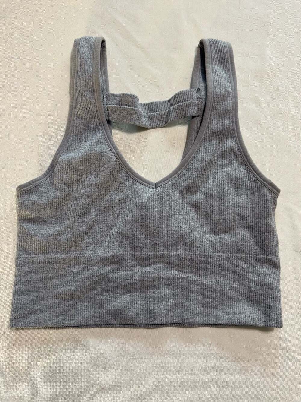Ribbed Seamless Gray Brami Crop Tank Lounge Top Coquette